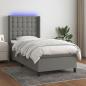 Preview: ARDEBO.de - Boxspringbett mit Matratze & LED Dunkelgrau 90x190 cm Stoff