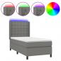 Preview: Boxspringbett mit Matratze & LED Dunkelgrau 90x190 cm Stoff