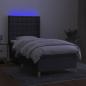 Preview: Boxspringbett mit Matratze & LED Dunkelgrau 90x200 cm Stoff