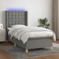 Preview: ARDEBO.de - Boxspringbett mit Matratze & LED Dunkelgrau 90x190 cm Stoff