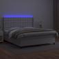 Preview: Boxspringbett mit Matratze & LED Weiß 180x200 cm Kunstleder