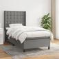 Preview: ARDEBO.de - Boxspringbett mit Matratze Dunkelgrau 90x190 cm Stoff