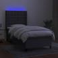 Preview: Boxspringbett mit Matratze & LED Dunkelgrau 90x200 cm Stoff