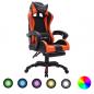 Preview: ARDEBO.de - Gaming-Stuhl mit RGB LED-Leuchten Orange und Schwarz Kunstleder