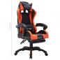 Preview: Gaming-Stuhl mit RGB LED-Leuchten Orange und Schwarz Kunstleder