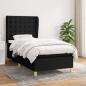 Preview: ARDEBO.de - Boxspringbett mit Matratze Schwarz 80x200 cm Stoff