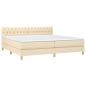 Preview: Boxspringbett mit Matratze & LED Creme 200x200 cm Stoff