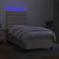 Preview: Boxspringbett mit Matratze & LED Creme 90x190 cm Stoff