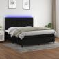 Preview: ARDEBO.de - Boxspringbett mit Matratze & LED Schwarz 160x200 cm Stoff