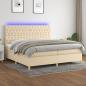 Preview: ARDEBO.de - Boxspringbett mit Matratze & LED Creme 200x200 cm Stoff