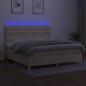 Preview: Boxspringbett mit Matratze & LED Creme 200x200 cm Stoff