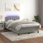 Preview: ARDEBO.de - Boxspringbett mit Matratze & LED Hellgrau 120x200 cm Samt