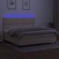 Preview: Boxspringbett mit Matratze & LED Creme 200x200 cm Stoff