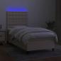 Preview: Boxspringbett mit Matratze & LED Creme 90x200 cm Stoff