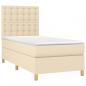 Preview: Boxspringbett mit Matratze & LED Creme 90x200 cm Stoff