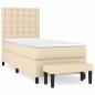 Preview: Boxspringbett mit Matratze Creme 90x190 cm Stoff