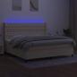 Preview: Boxspringbett mit Matratze & LED Creme 200x200 cm Stoff