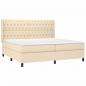 Preview: Boxspringbett mit Matratze & LED Creme 200x200 cm Stoff