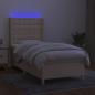 Preview: Boxspringbett mit Matratze & LED Creme 90x190 cm Stoff