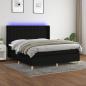 Preview: ARDEBO.de - Boxspringbett mit Matratze & LED Schwarz 160x200 cm Stoff