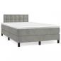 Preview: Boxspringbett mit Matratze Hellgrau 120x200 cm Samt