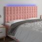 Preview: ARDEBO.de - LED Kopfteil Rosa 180x5x118/128 cm Samt