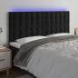 Preview: ARDEBO.de - LED Kopfteil Schwarz 180x5x118/128 cm Samt