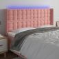 Preview: ARDEBO.de - LED Kopfteil Rosa 183x16x118/128 cm Samt