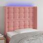 Preview: ARDEBO.de - LED Kopfteil Rosa 93x16x118/128 cm Samt