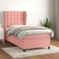 Preview: ARDEBO.de - Boxspringbett mit Matratze Rosa 90x190 cm Samt