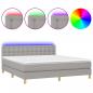 Preview: Boxspringbett mit Matratze & LED Hellgrau 160x200 cm Stoff