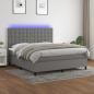 Preview: ARDEBO.de - Boxspringbett mit Matratze & LED Dunkelgrau 160x200 cm Stoff