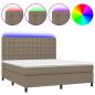 Preview: Boxspringbett mit Matratze & LED Taupe 180x200 cm Stoff