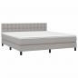 Preview: Boxspringbett mit Matratze & LED Hellgrau 160x200 cm Stoff