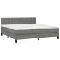 Preview: Boxspringbett mit Matratze & LED Dunkelgrau 160x200 cm Stoff