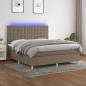 Preview: ARDEBO.de - Boxspringbett mit Matratze & LED Taupe 180x200 cm Stoff