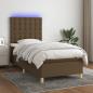 Preview: ARDEBO.de - Boxspringbett mit Matratze & LED Dunkelbraun 100x200 cm Stoff