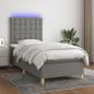 Preview: ARDEBO.de - Boxspringbett mit Matratze & LED Dunkelgrau 100x200 cm Stoff