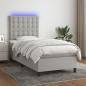 Preview: ARDEBO.de - Boxspringbett mit Matratze & LED Hellgrau 100x200 cm Stoff