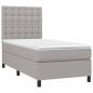 Preview: Boxspringbett mit Matratze & LED Hellgrau 100x200 cm Stoff