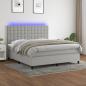 Preview: ARDEBO.de - Boxspringbett mit Matratze & LED Hellgrau 160x200 cm Stoff