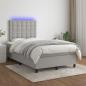 Preview: ARDEBO.de - Boxspringbett mit Matratze & LED Hellgrau 120x200 cm Stoff