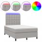 Preview: Boxspringbett mit Matratze & LED Hellgrau 120x200 cm Stoff