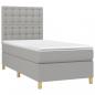 Preview: Boxspringbett mit Matratze & LED Hellgrau 80x200 cm Stoff