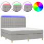 Preview: Boxspringbett mit Matratze & LED Hellgrau 160x200 cm Stoff