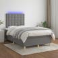 Preview: ARDEBO.de - Boxspringbett mit Matratze & LED Dunkelgrau 120x200 cm Stoff