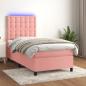 Preview: ARDEBO.de - Boxspringbett mit Matratze & LED Rosa 90x200 cm Samt