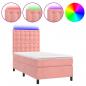 Preview: Boxspringbett mit Matratze & LED Rosa 90x200 cm Samt