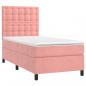 Preview: Boxspringbett mit Matratze & LED Rosa 90x200 cm Samt