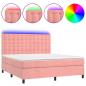 Preview: Boxspringbett mit Matratze & LED Rosa 180x200 cm Samt